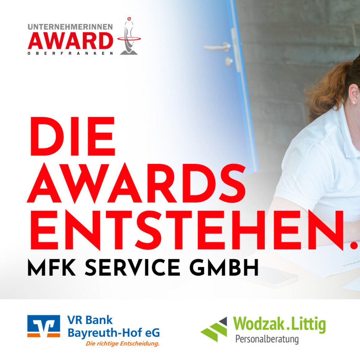 Vorstellung der MFK Service GmbH aus Bayreuth (Oberfranken) als Erschaffer eines Awards für den Unternehmerinnen Award 2023 Oberfranken