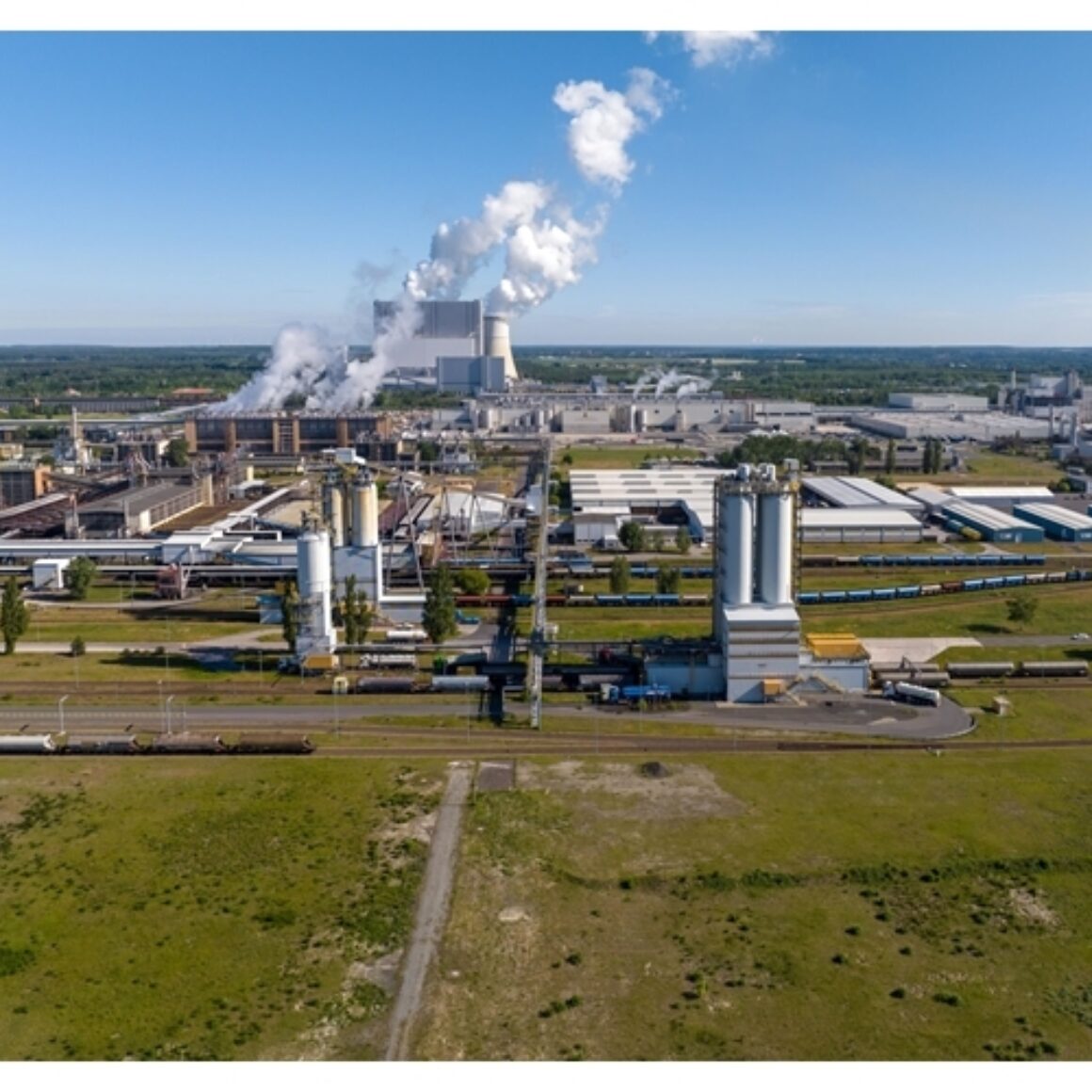 Blick auf den Industriepark Schwarze Pumpe von oben